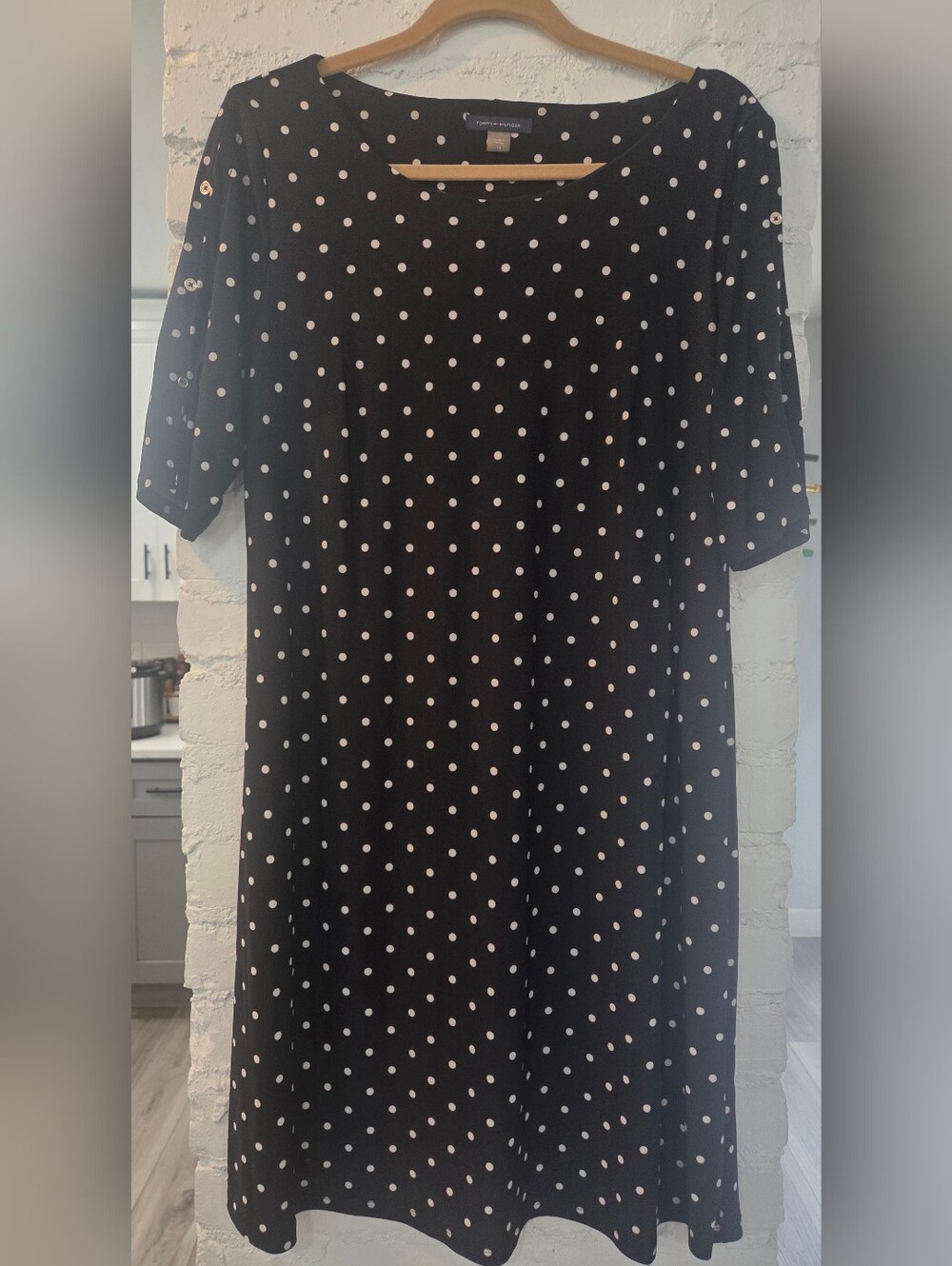Tommy Hilfiger Black Dress with White Polka Dots
